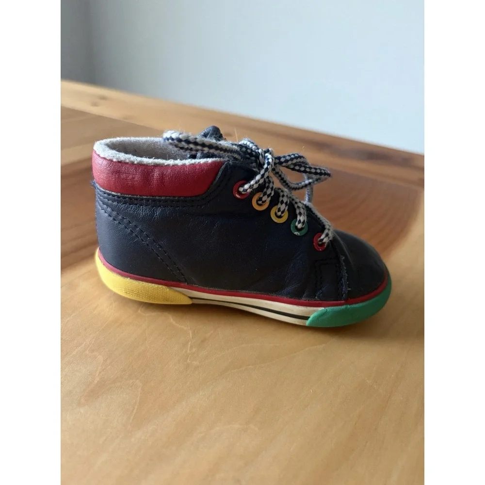 Vintage 90s Stride Rite Toddler Walking Shoes Navy Blue Primary Colors 5 Wide